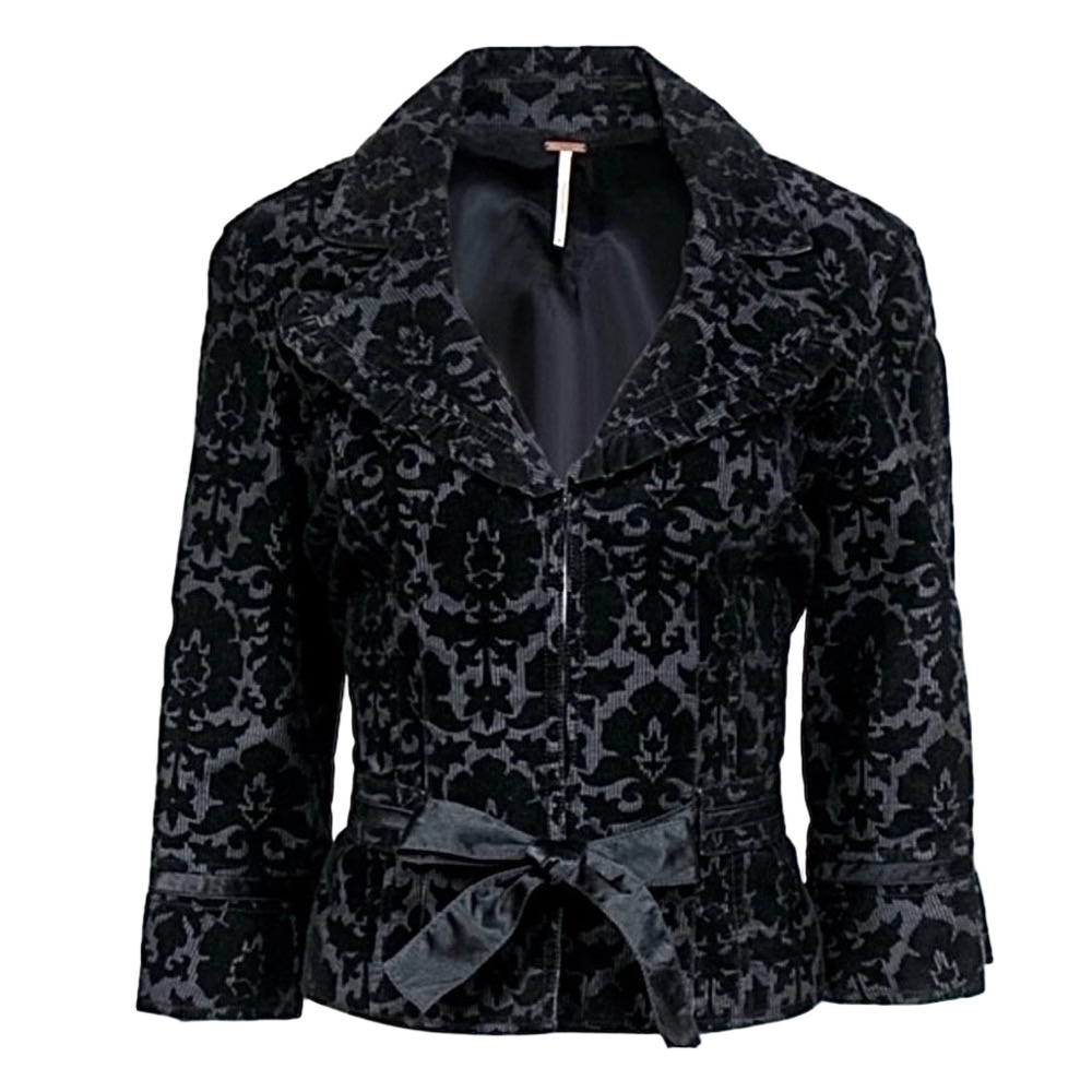 Free People black velvet brocade blazer
